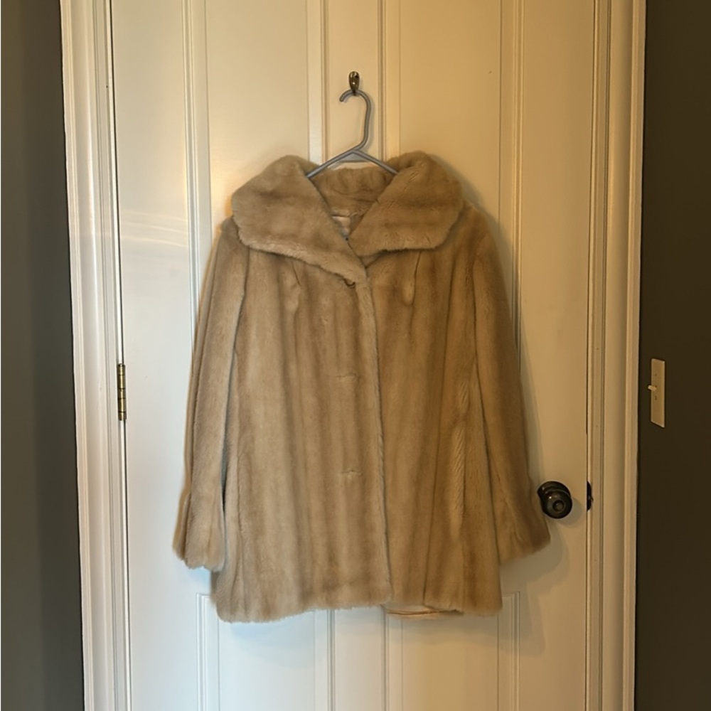 Elegant Tan Faux Fur Coat